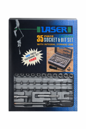 Laser 35 Piece Socket & Bit set Witth Intergal storage Case Brand New 1/2 Drive