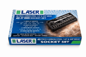 Laser - 40 piece carbon steel 1/4 & 3/8 drive of socket set